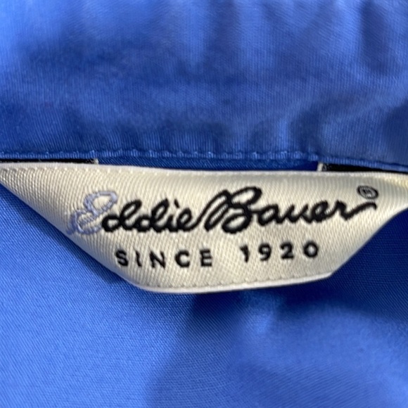 EDDIE BAUER Blue Button Front 3/4 Sleeves Collared Stretch Blouse Top Size XL - Picture 4 of 5